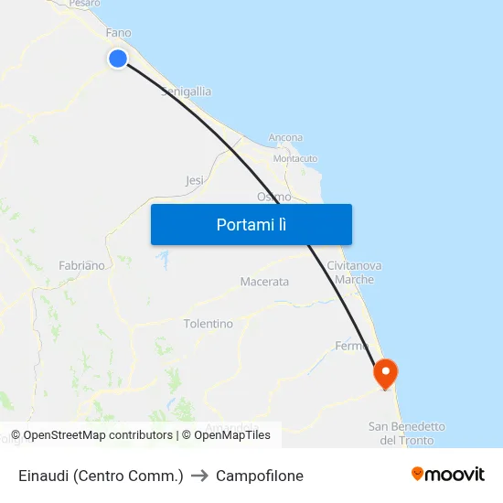 Einaudi (Centro Comm.) to Campofilone map