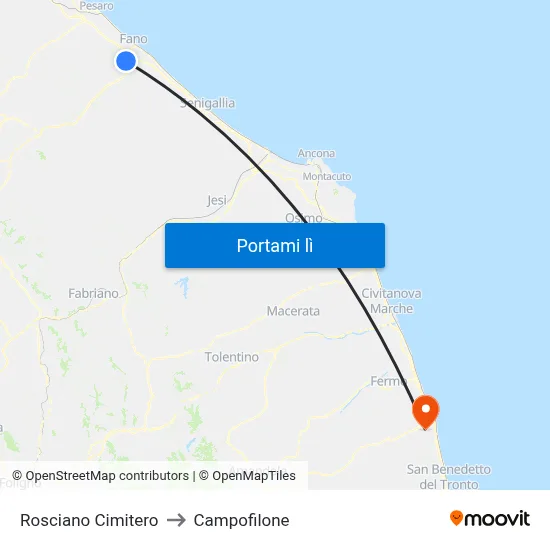 Rosciano Cimitero to Campofilone map