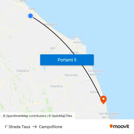 I° Strada Taus to Campofilone map