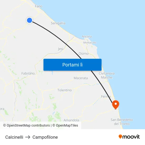 Calcinelli to Campofilone map