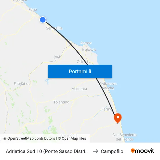 Adriatica Sud 10 (Ponte Sasso Distrib.) to Campofilone map