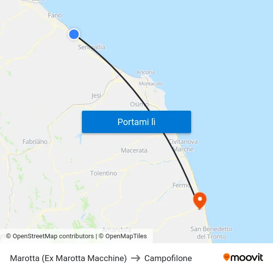 Marotta (Ex Marotta Macchine) to Campofilone map
