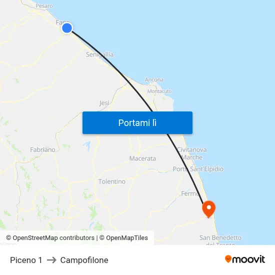 Piceno 1 to Campofilone map