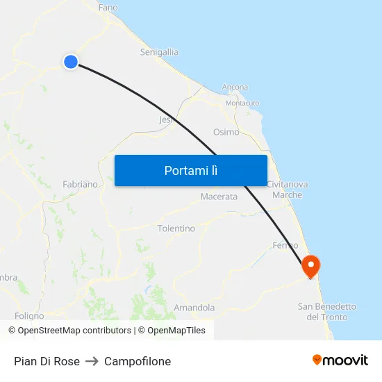 Pian Di Rose to Campofilone map