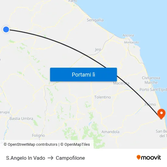 S.Angelo In Vado to Campofilone map