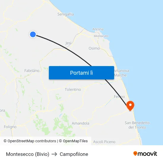 Montesecco (Bivio) to Campofilone map