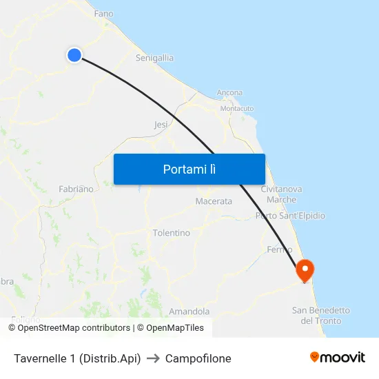 Tavernelle 1 (Distrib.Api) to Campofilone map