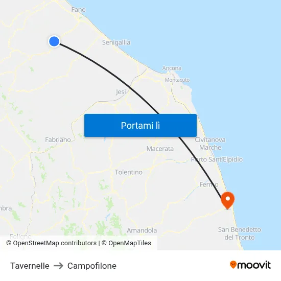 Tavernelle to Campofilone map