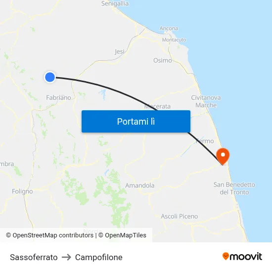 Sassoferrato to Campofilone map