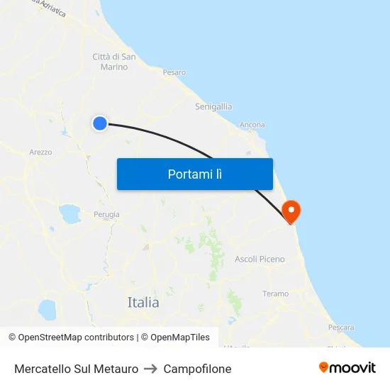 Mercatello Sul Metauro to Campofilone map