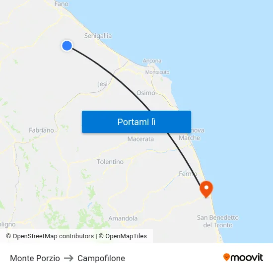 Monte Porzio to Campofilone map