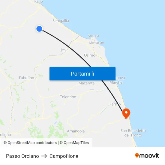 Passo Orciano to Campofilone map