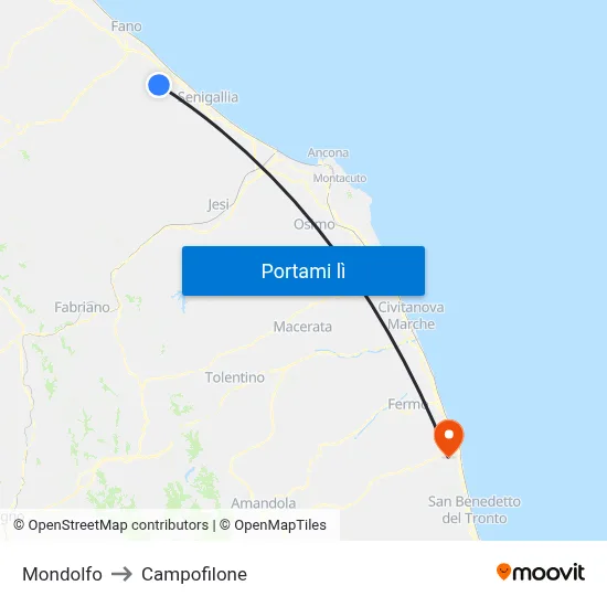 Mondolfo to Campofilone map