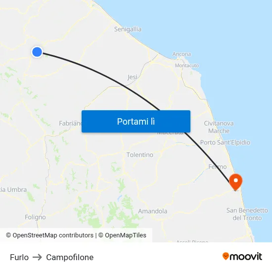 Furlo to Campofilone map