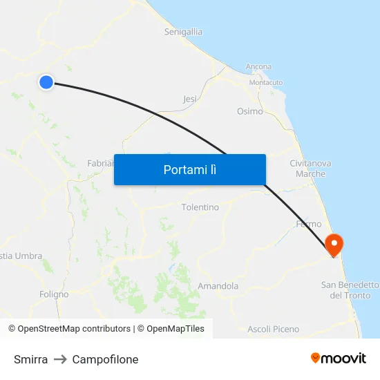 Smirra to Campofilone map