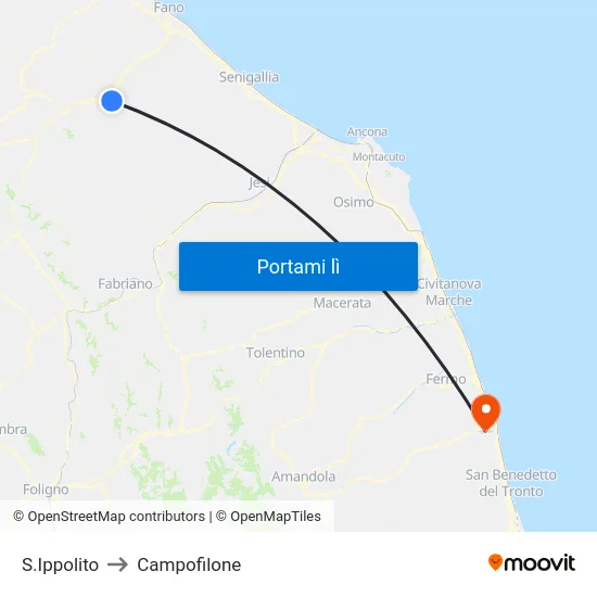 S.Ippolito to Campofilone map