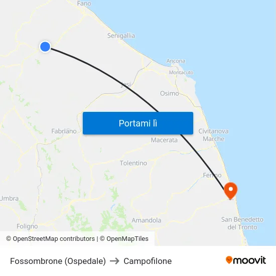 Fossombrone (Ospedale) to Campofilone map