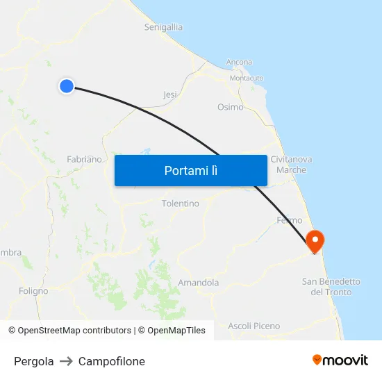 Pergola to Campofilone map