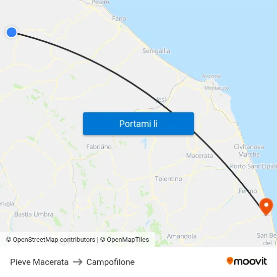 Pieve Macerata to Campofilone map