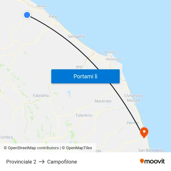 Provinciale 2 to Campofilone map