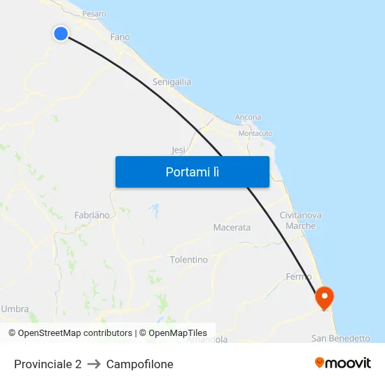 Provinciale 2 to Campofilone map