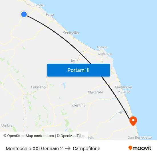Montecchio XXI Gennaio 2 to Campofilone map