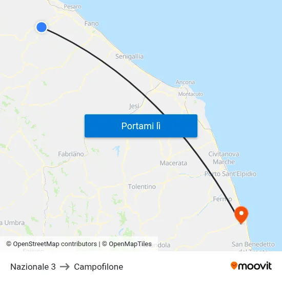 Nazionale 3 to Campofilone map