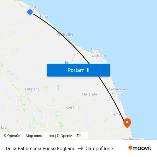 Della Fabbreccia Fosso Fogliano to Campofilone map