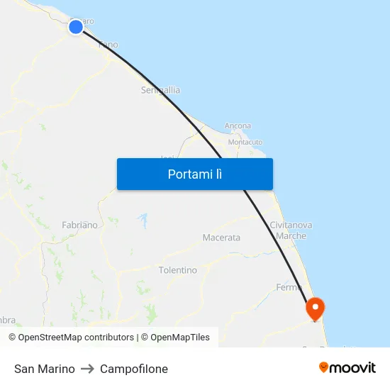 San Marino to Campofilone map