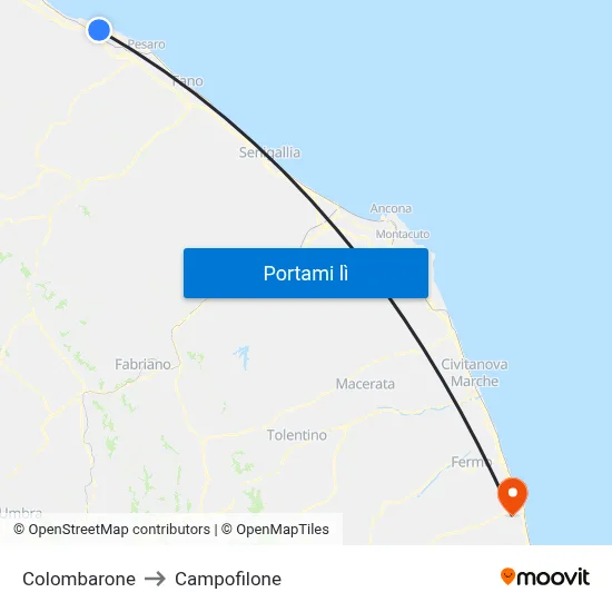 Colombarone to Campofilone map