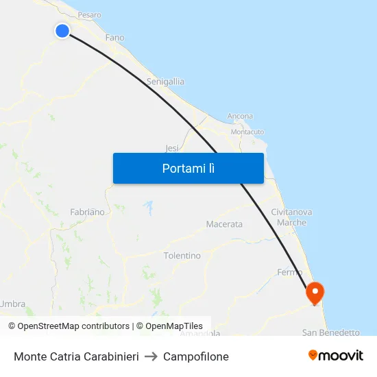 Monte Catria Carabinieri to Campofilone map