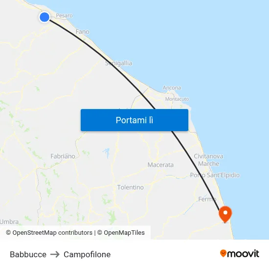Babbucce to Campofilone map