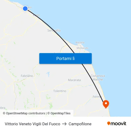 Vittorio Veneto Vigili Del Fuoco to Campofilone map