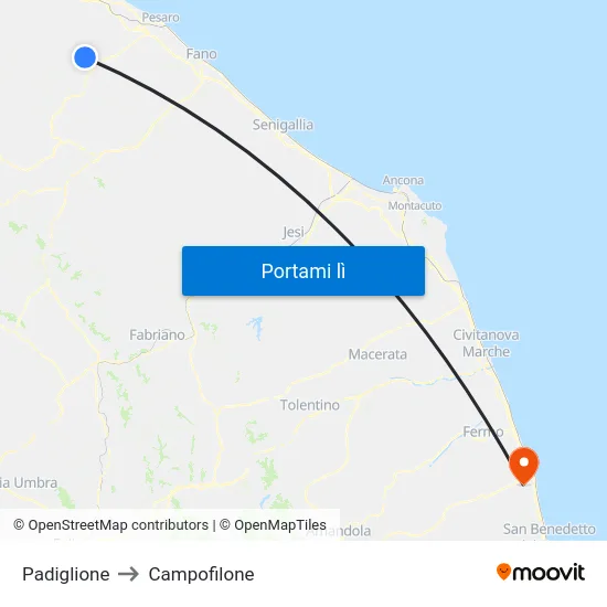 Padiglione to Campofilone map