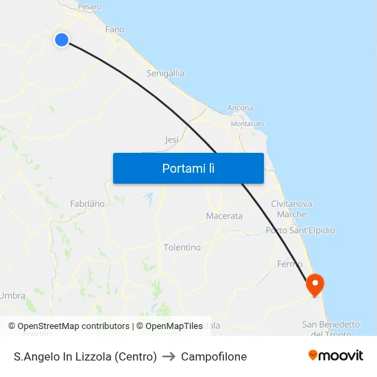S.Angelo In Lizzola (Centro) to Campofilone map