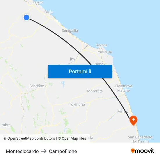 Monteciccardo to Campofilone map