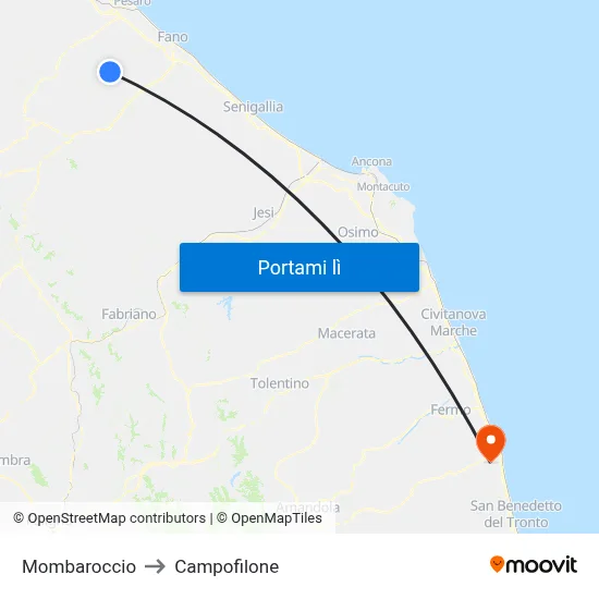 Mombaroccio to Campofilone map