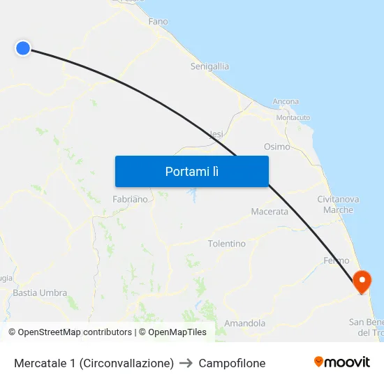 Mercatale 1 (Circonvallazione) to Campofilone map