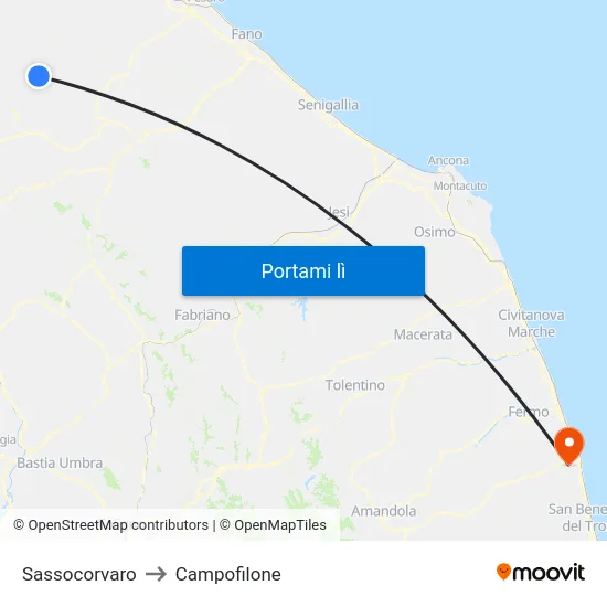 Sassocorvaro to Campofilone map