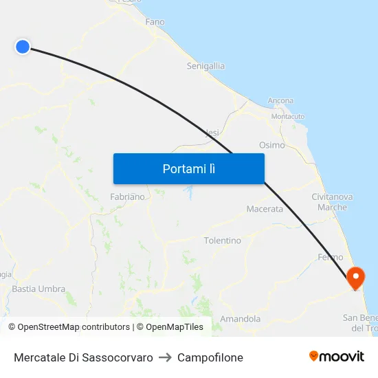 Mercatale Di Sassocorvaro to Campofilone map