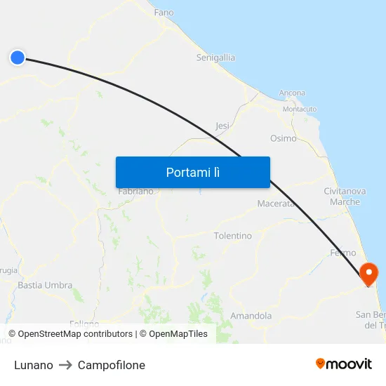 Lunano to Campofilone map