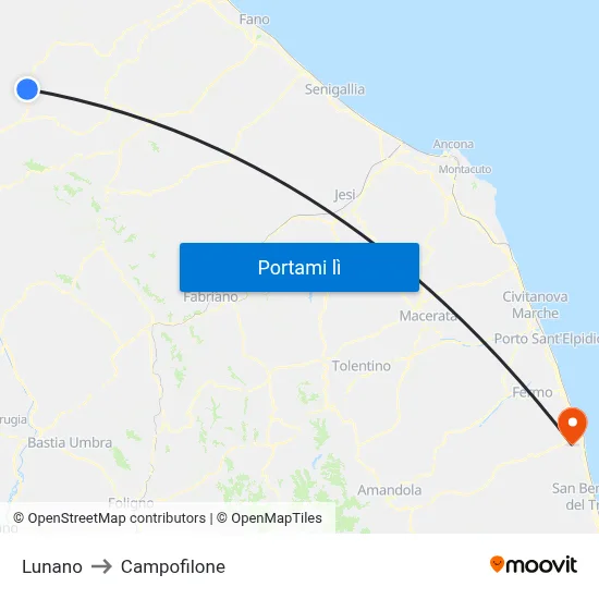 Lunano to Campofilone map