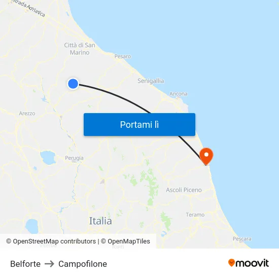 Belforte to Campofilone map