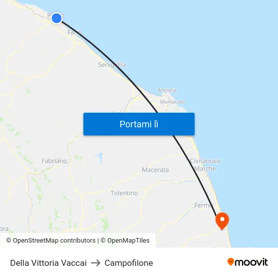 Della Vittoria Vaccai to Campofilone map