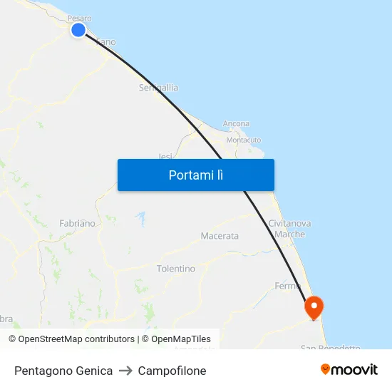 Pentagono Genica to Campofilone map