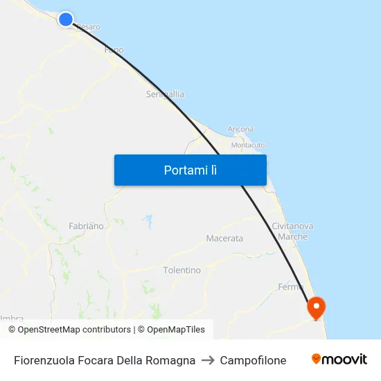 Fiorenzuola Focara Della Romagna to Campofilone map