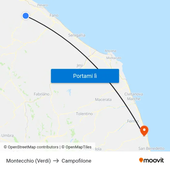 Montecchio (Verdi) to Campofilone map