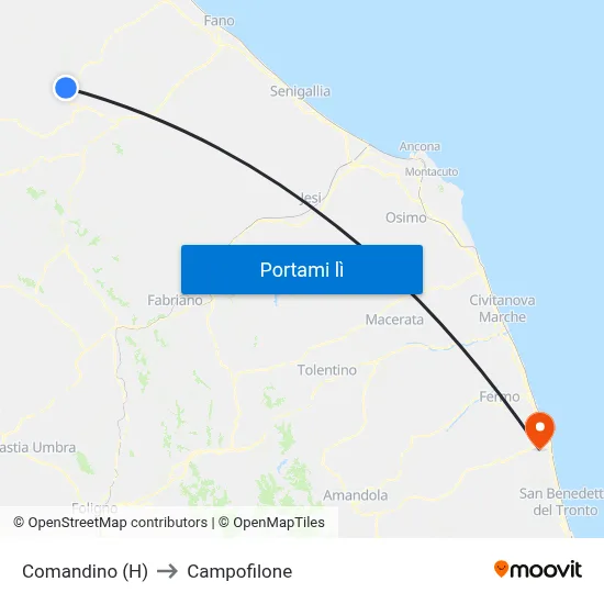 Comandino (H) to Campofilone map