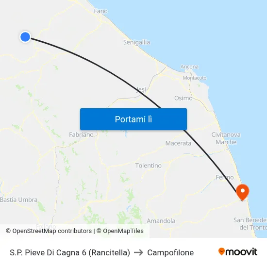 S.P. Pieve Di Cagna 6 (Rancitella) to Campofilone map
