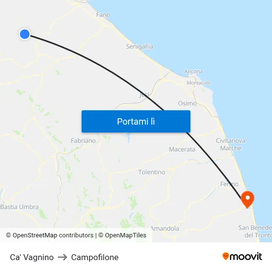 Ca' Vagnino to Campofilone map
